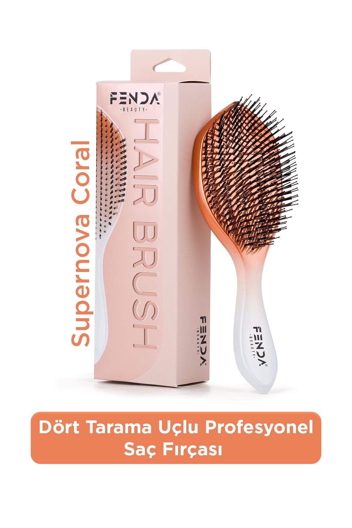 Fenda Profesyonel 4 Pinli Geniş Başlık Turuncu Saç Fırçası FNDFPRO00004OR