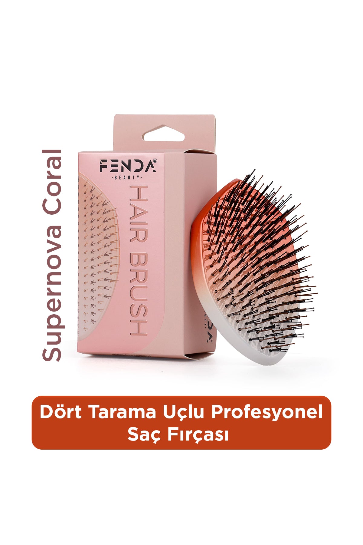 Fenda Profesyonel 4 Pinli Oval Turuncu Saç Fırçası FNDFPRO00002OR