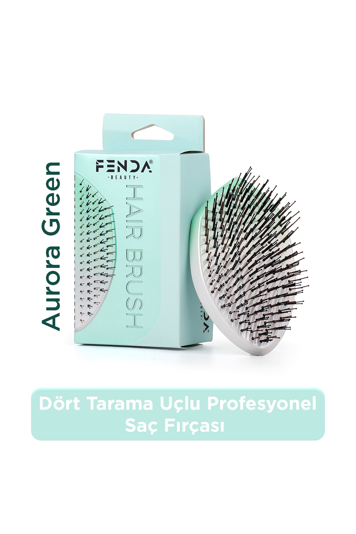 Fenda Profesyonel 4 Pinli Oval Yeşil Saç Fırçası FNDFPRO00002GR