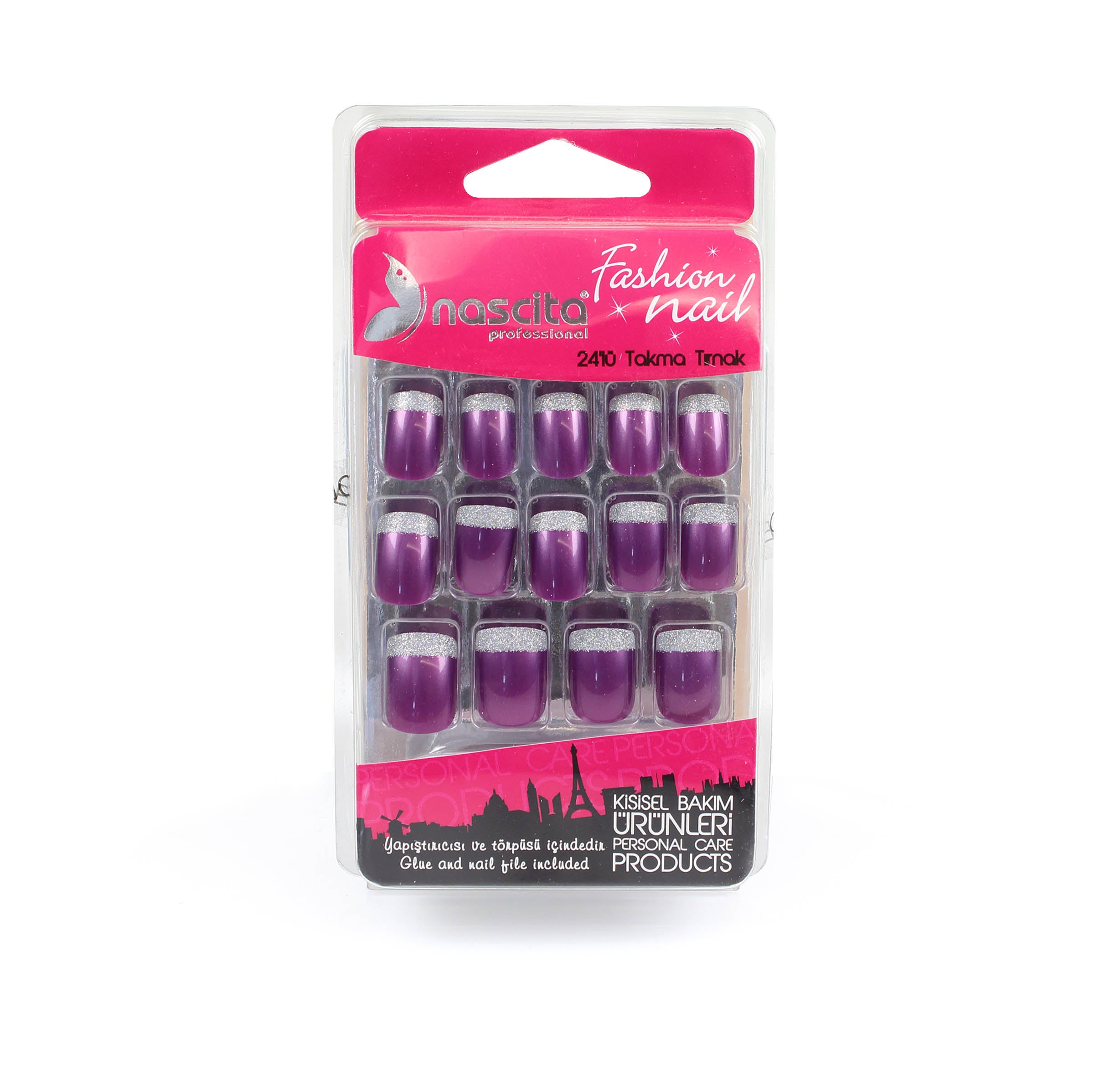 Nascita French Takma Tırnak Bordo - Gümüş 24’lü Set NASNAIL00095