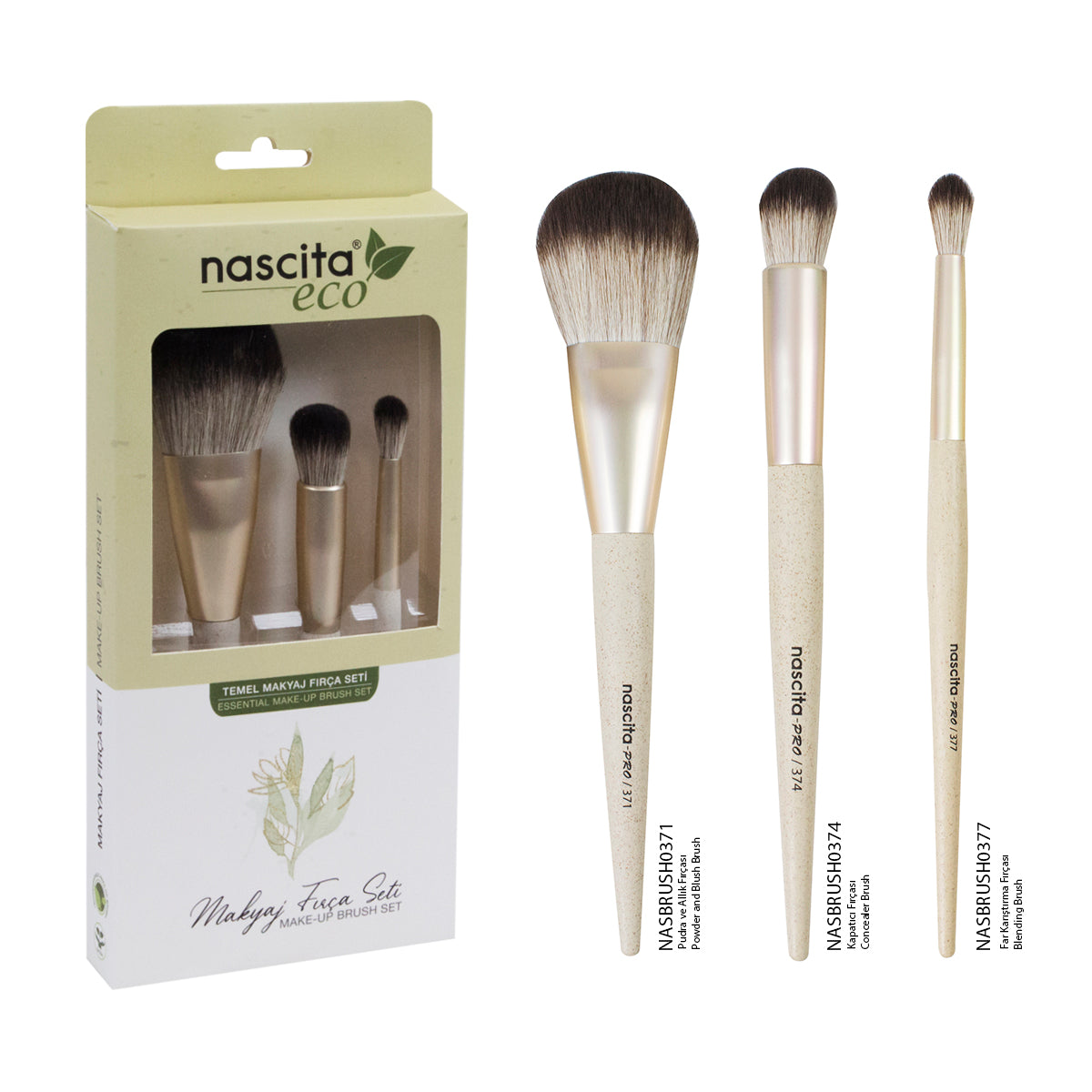 Nascita Eco Temel Makyaj Fırça Seti 3'lü NASBRUSHSET75