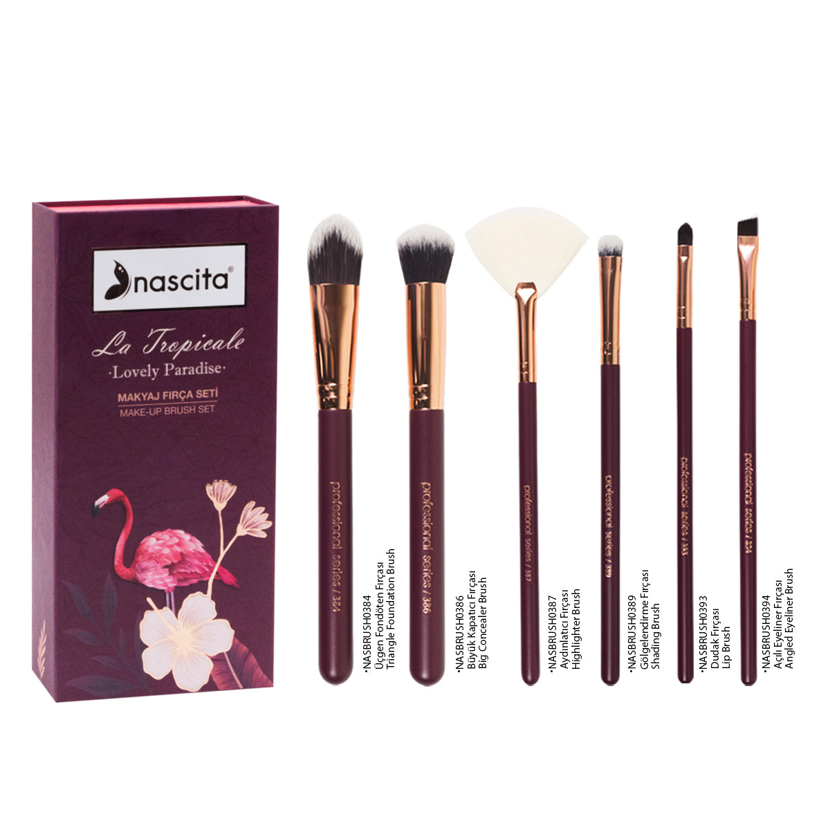 Nascita La Tropicale Serisi Bordo Makyaj Fırça Seti 6'lı Kutulu NASBRUSHSET96
