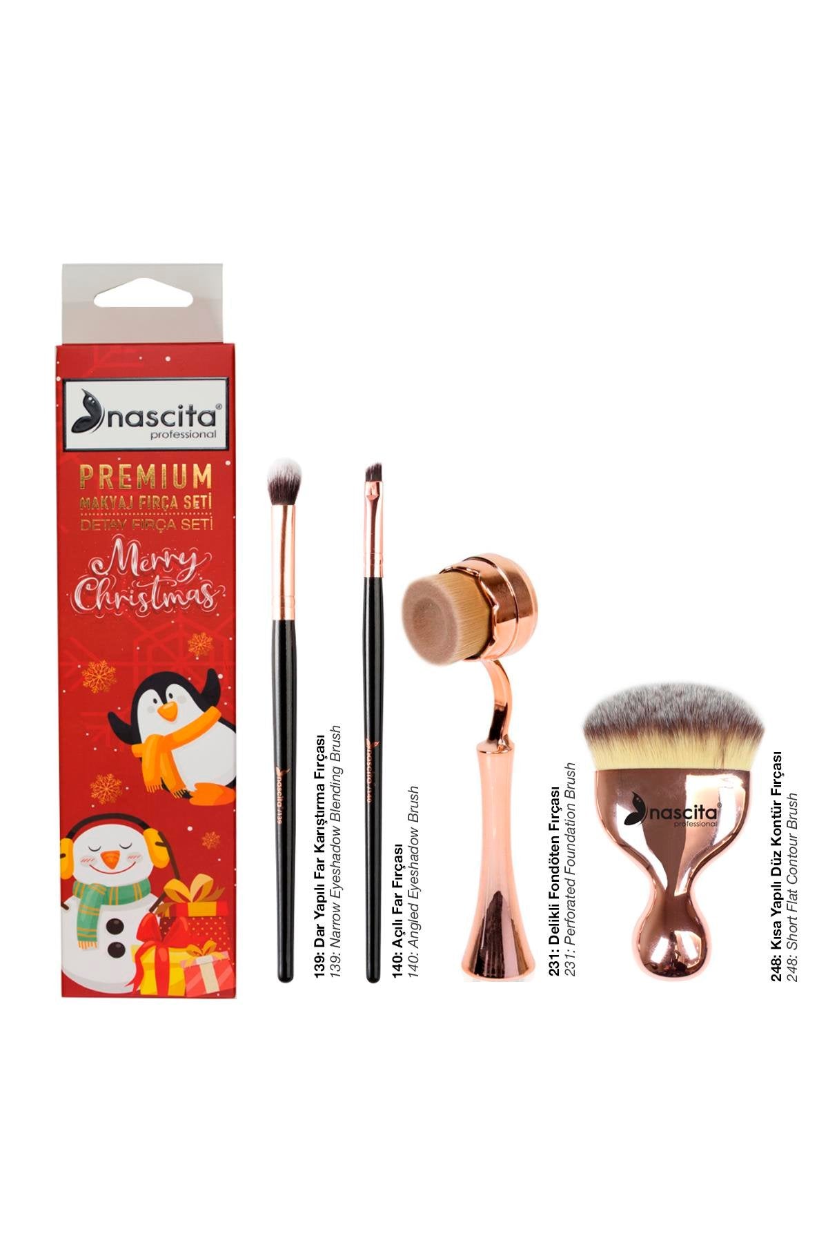Nascita Premium Christmas 4’lü Makyaj Fırça Seti ZNBRUSHSET04