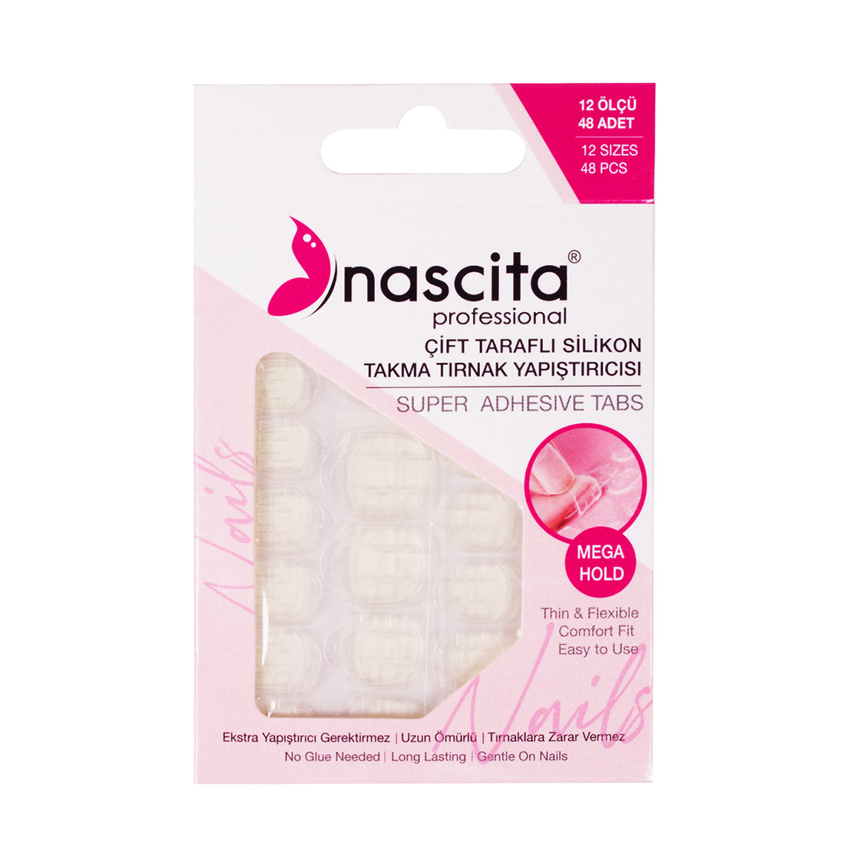 Nascita Şeffaf Çift Taraflı Silikon Takma Tırnak Yapıştırıcısı 48’li NASNAILGLUE07