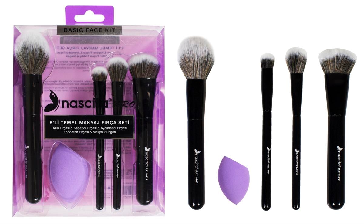 Nascita Siyah Makyaj Fırça ve Sünger Seti 5'li NASBRUSHSET99