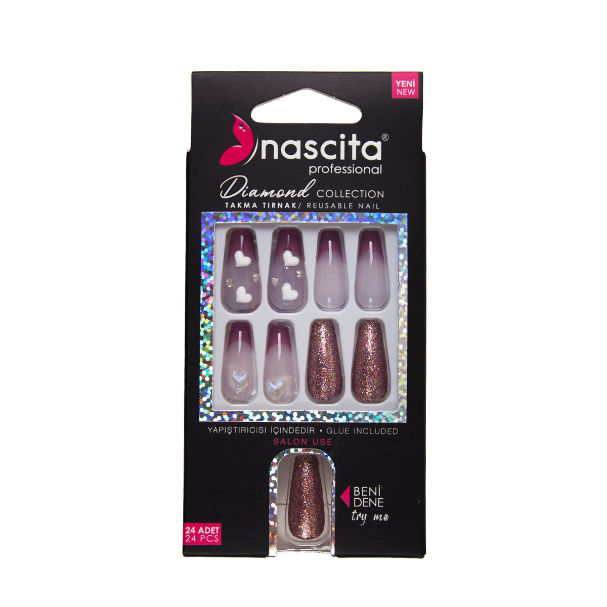 Nascita Diamond Taşlı Takma Tırnak 24'Lü Set NASNAIL00268