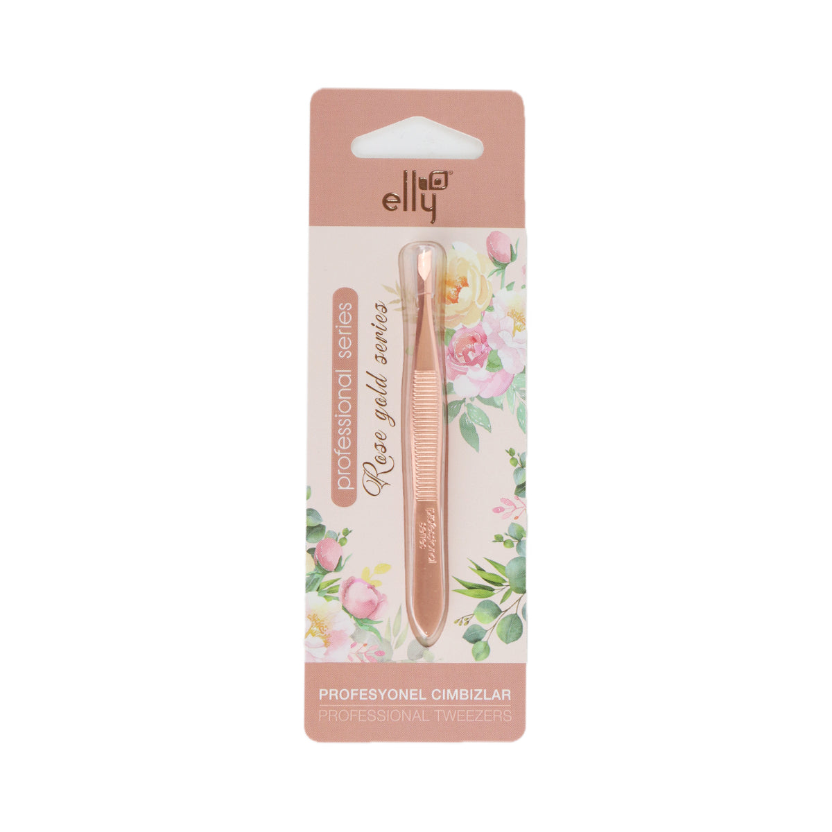 Elly Rose Gold Series Profesyonel Eğimli Cımbız Kaş Alma ve Tüy Temizleme Cımbızı