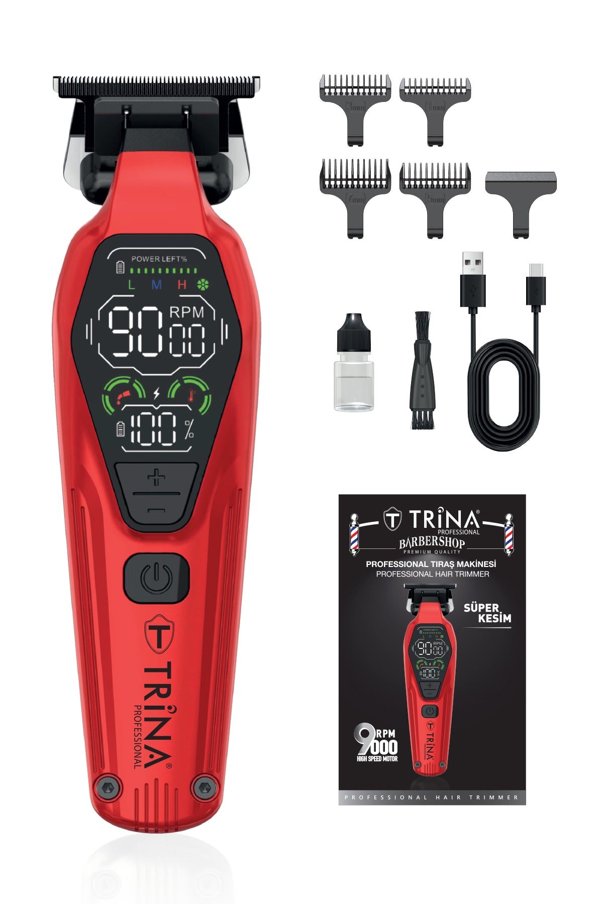 Trina Profesyonel Tıraş Makinesi Kırmızı TRNSKLKS0013RD