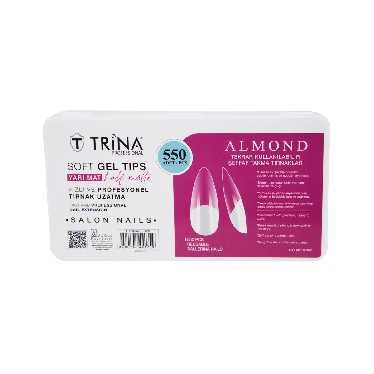 Trina Soft Jel Takma Tırnak Almond Yarı Mat 550'li TRNNAIL0020